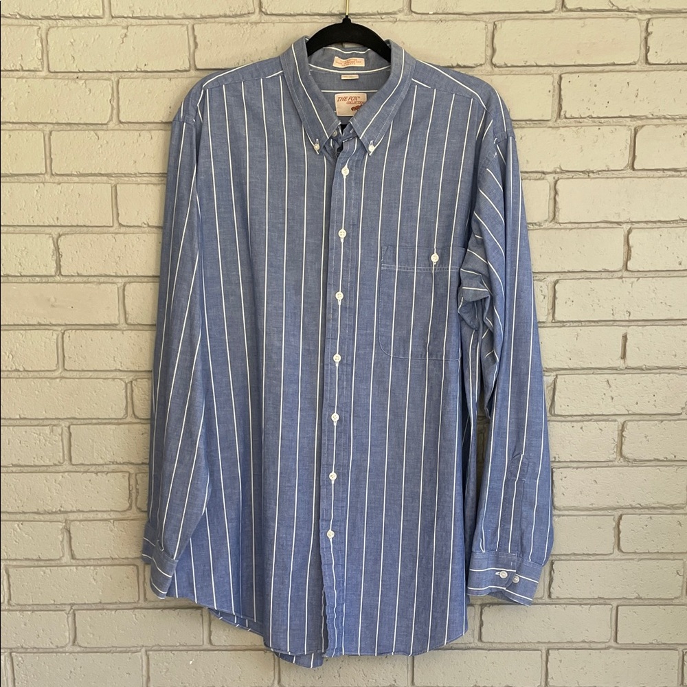 Men's Striped Button-Down Shirt - Blue and White